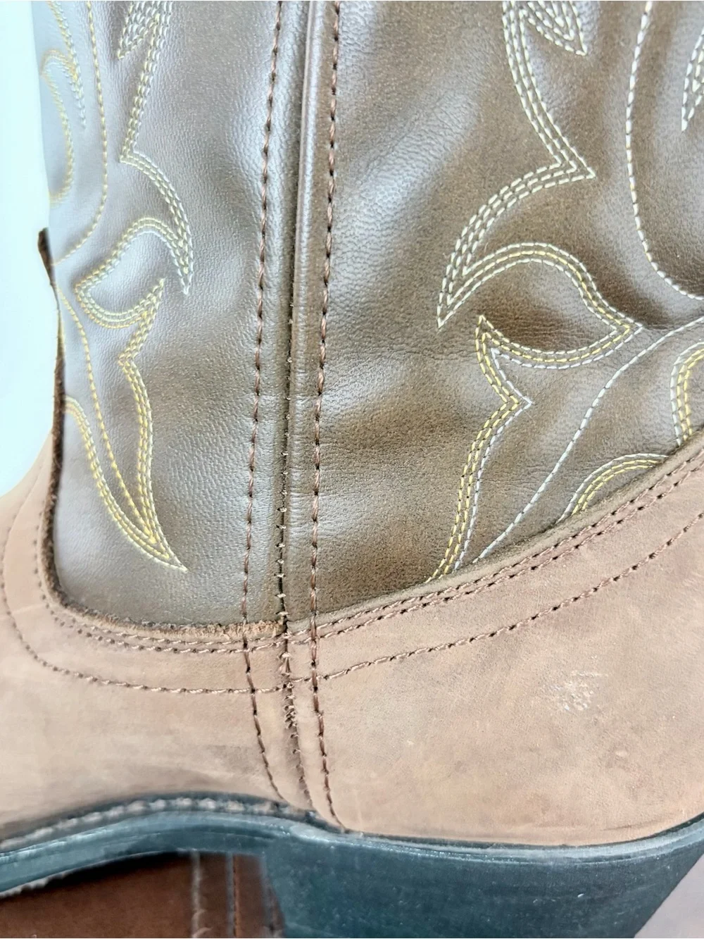 Laredo Two-Tone Brown Suede & Leather Cowboy Boots
